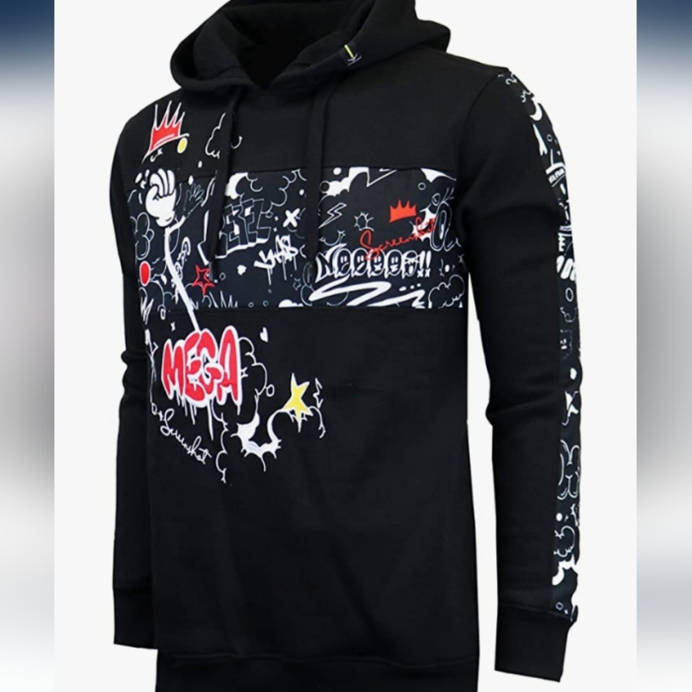SCREENSHOT Mens Urban Hip Hop Premium Fleece Hoodie - Modern Pullover NYC Street